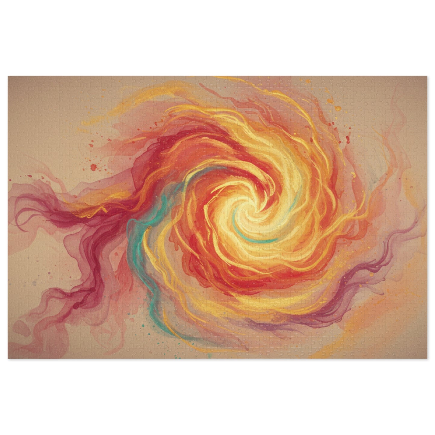 110, 252, 500, 1000, 2000 Colorful Spiral Jigsaw Puzzle, Radiant Fire Spiral, Abstract Energy Wall Art Puzzle, Whirl of Flame, Cosmic Flame Twist, Sunburst Swirl, Golden Energy Flow