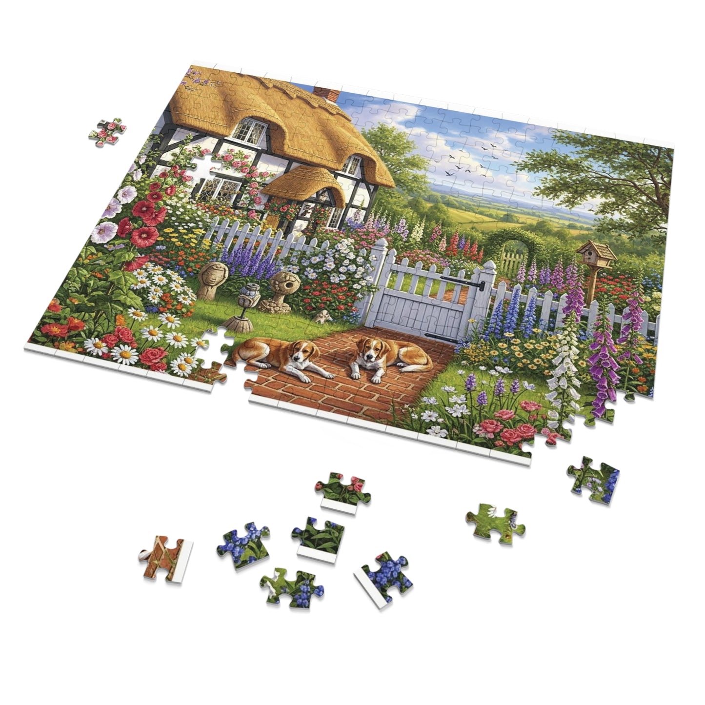 Cozy Cottage Garden Scene Jigsaw Puzzle English Country Home