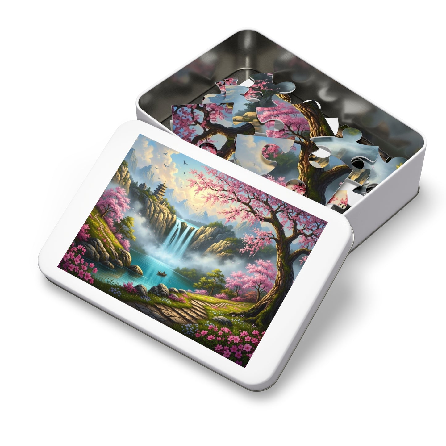Cherry Blossom Waterfall Jigsaw Puzzle