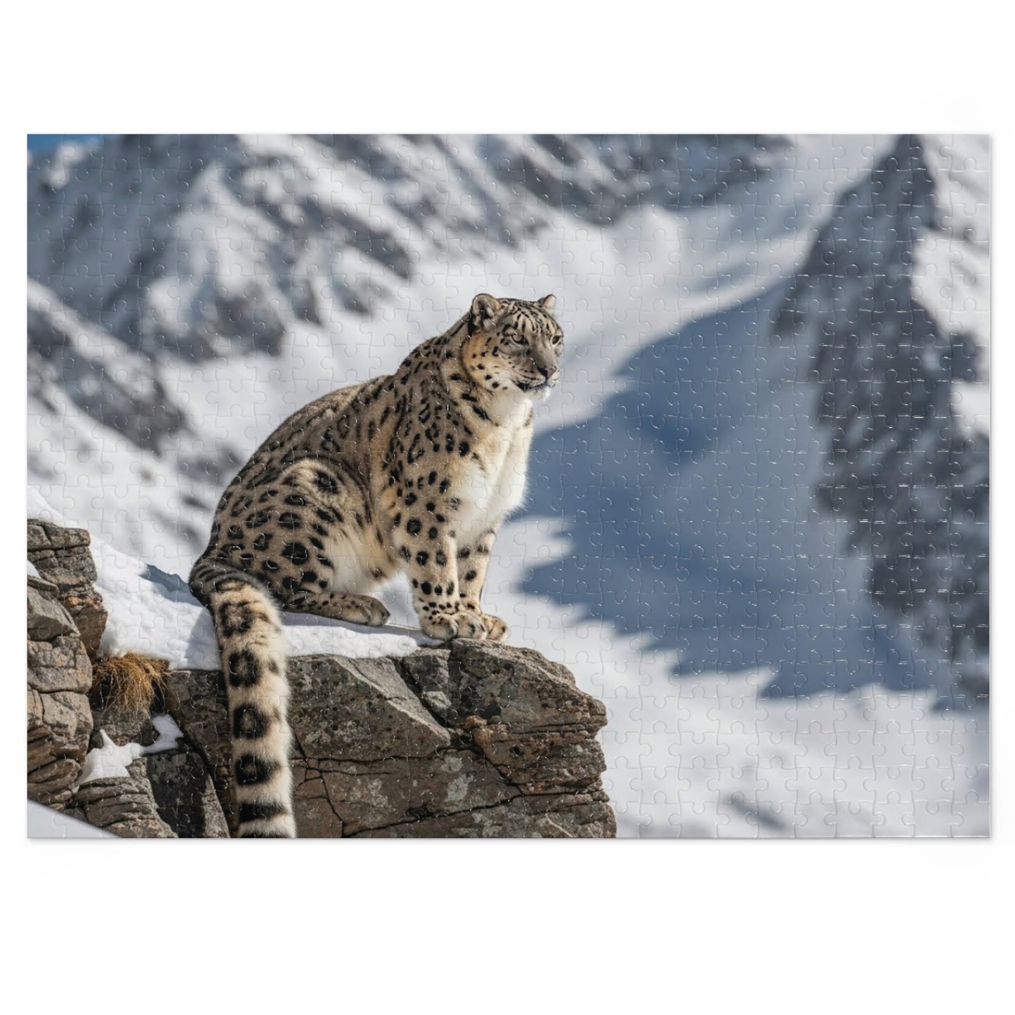 Snow Leopard Mountain Jigsaw Puzzle Majestic Alpine Wildlife Nature Art