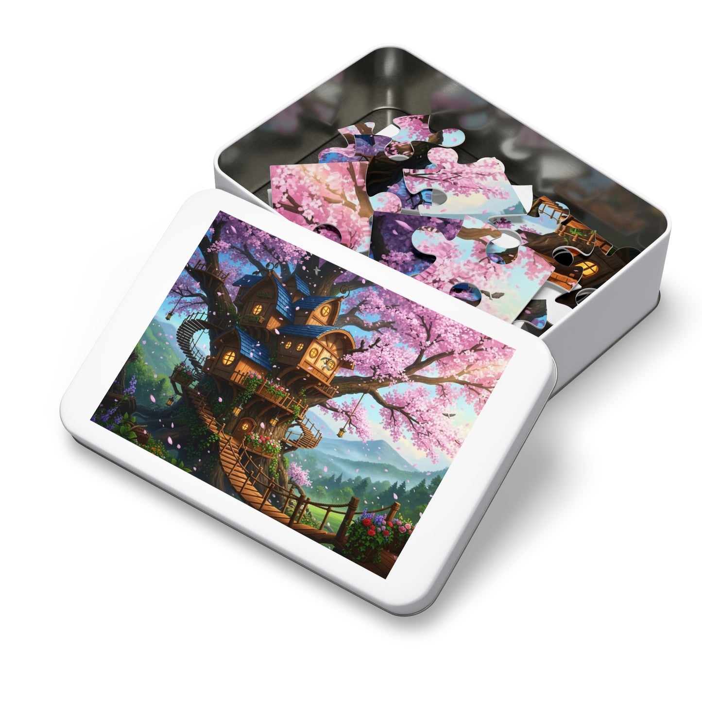 Enchanted Cherry Blossom Treehouse Jigsaw Puzzle
