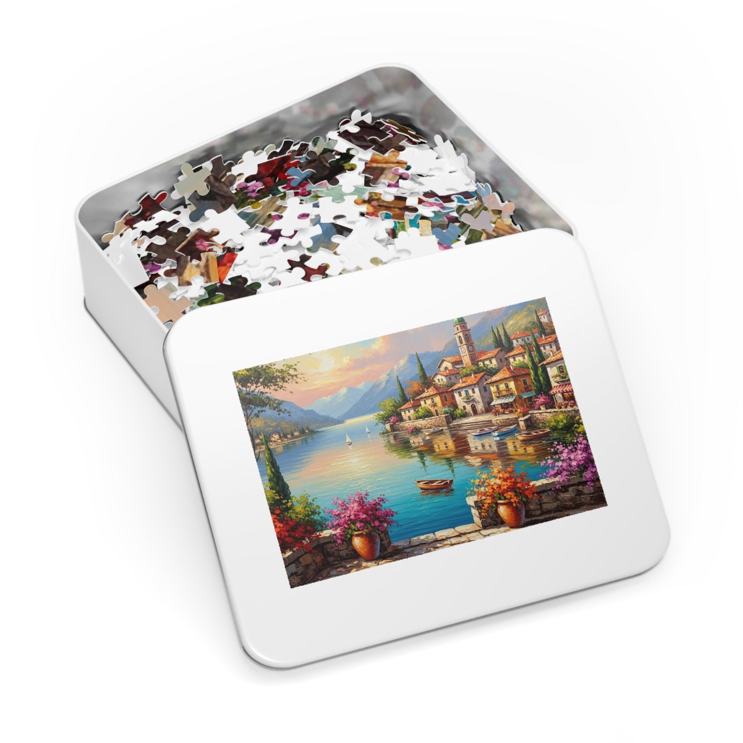 Mediterranean Lakeside Village Jigsaw Puzzle