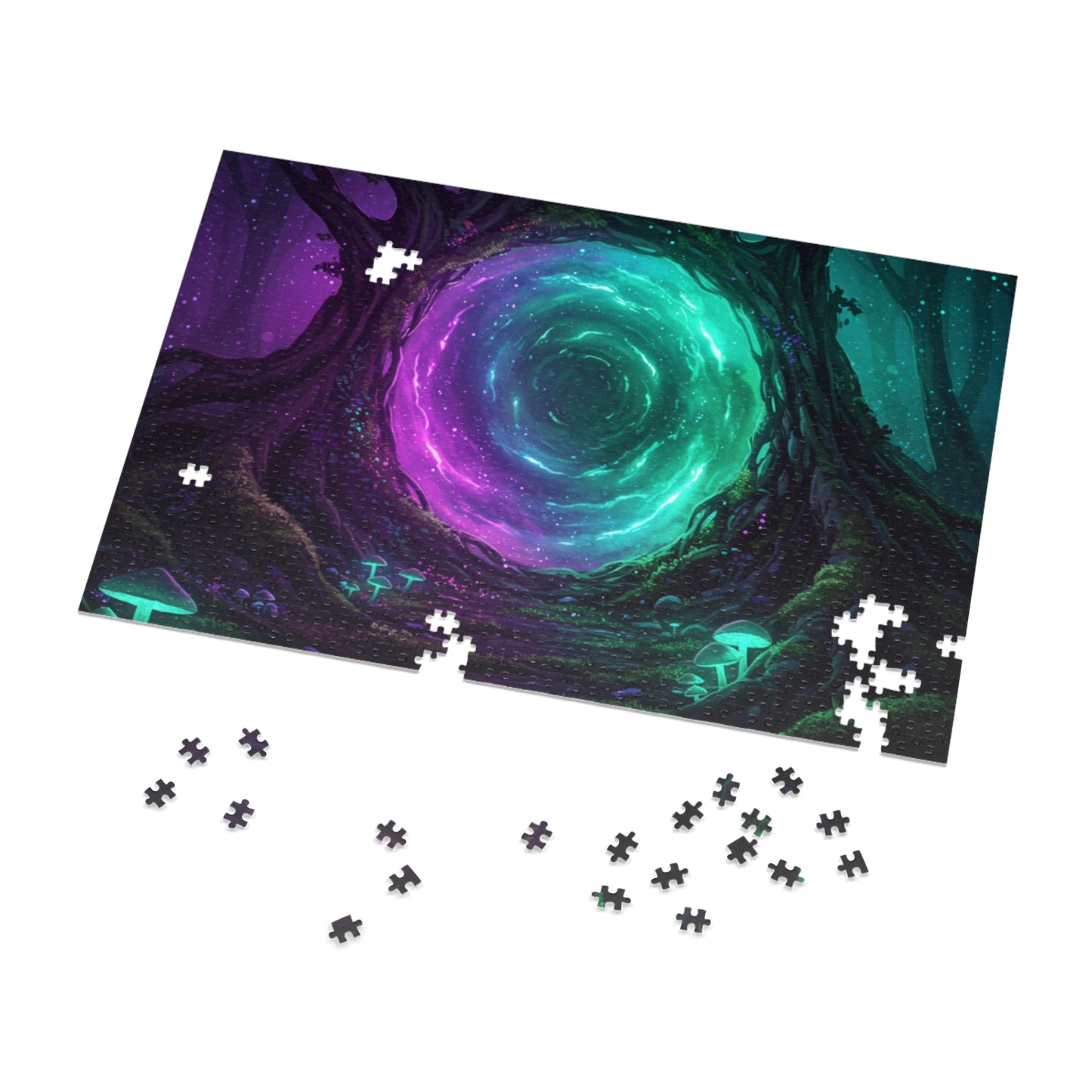 110, 252, 500, 1000, 2000 Mystical Portal Forest Jigsaw Puzzle – Glowing Tree Fantasy Jigsaw | Magical Night Forest Scene, Multiple Sizes |  Dreamlike Fantasy Artwork
